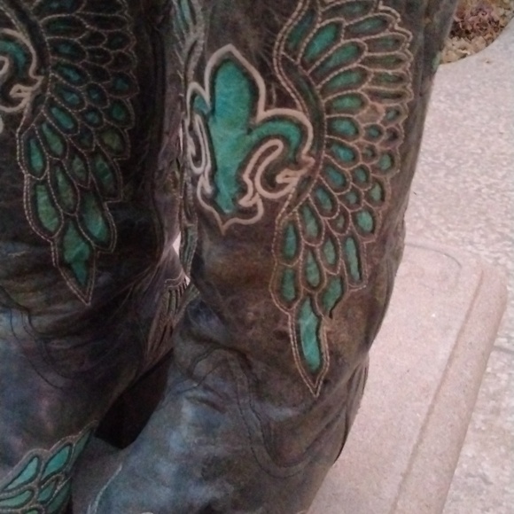 Corral Ladies Boots – Black Turquoise Fleur de Lis – R2337$292.50 size 9.5 - Picture 4 of 16